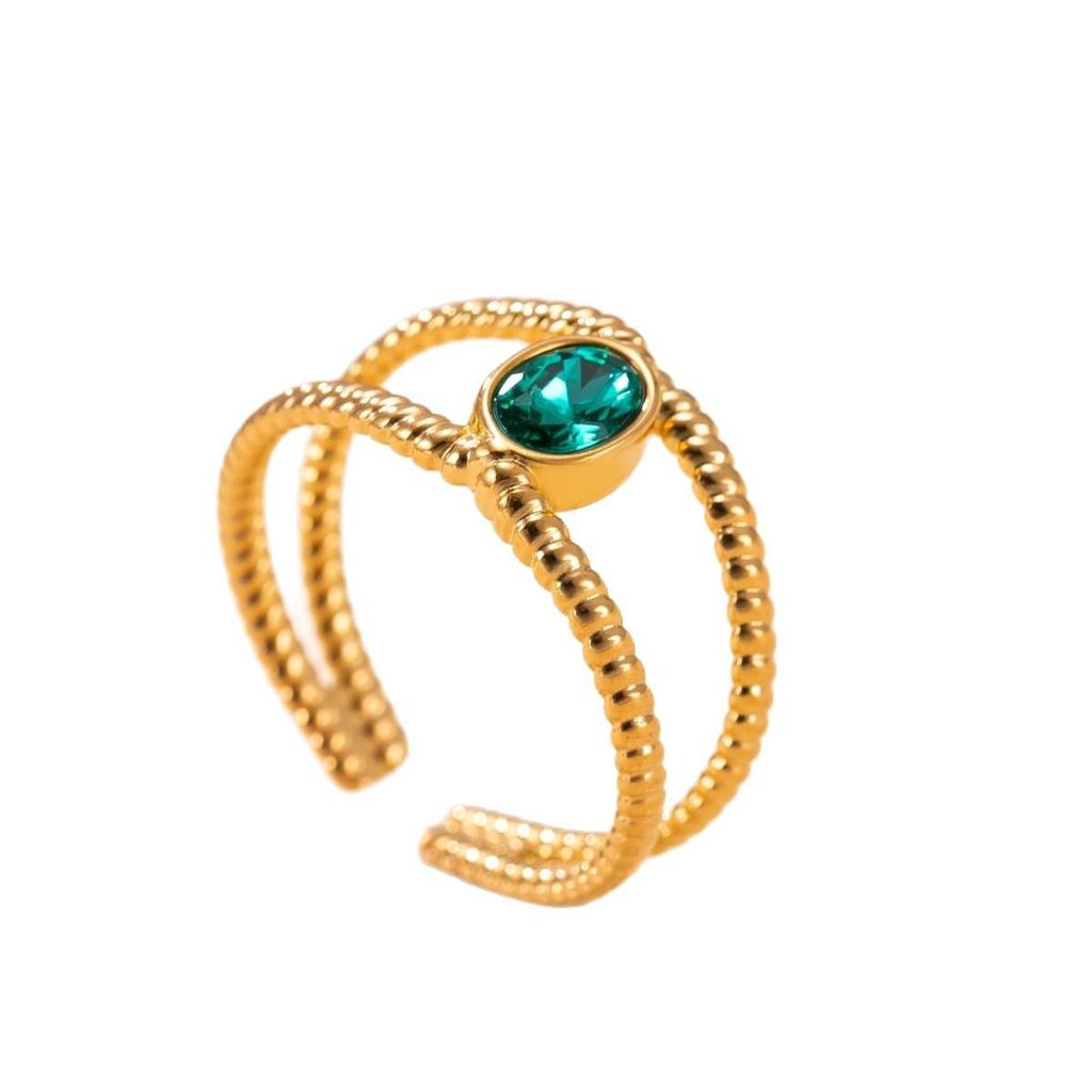 Mixed Styles Retro Colorful Zirconia Open Ring Set: 3/6/9 Pieces, Stainless Steel with 18K Gold Plating.