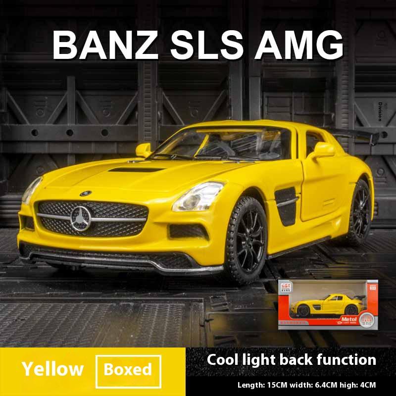 1/32 Scale Diecast Benz SLS AMG Alloy Super Sports Car Model Simulation Sound and Light Toy Holiday Gift for Friends Collect