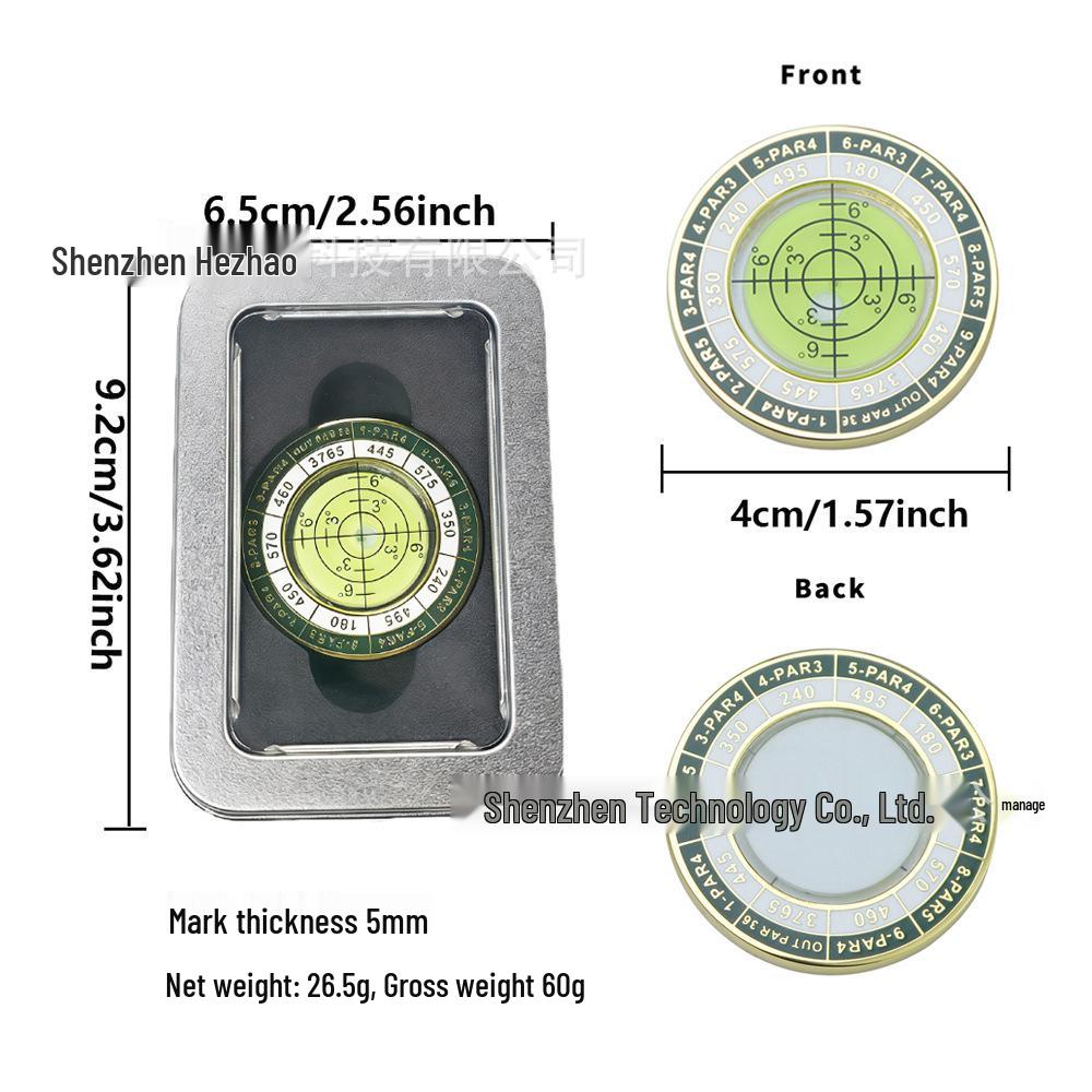 Golf Ball Marker with Level Function and Dual-Sided Slope Reader in Gift Box