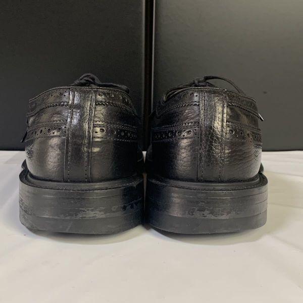 80s STACY ADAMS Vintage Wingtip Business Shoes Size 8.5D 25.5-26.5cm Black(USED)