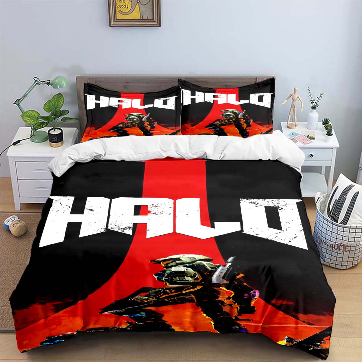 

Game H-Halo 2 Xbox Mechwarrior Print Bedding Sets Bed Supplies Set Duvet Cover Bed Comforter Set Bedding Set Luxury Gift EU King(240*220cm)3pcs