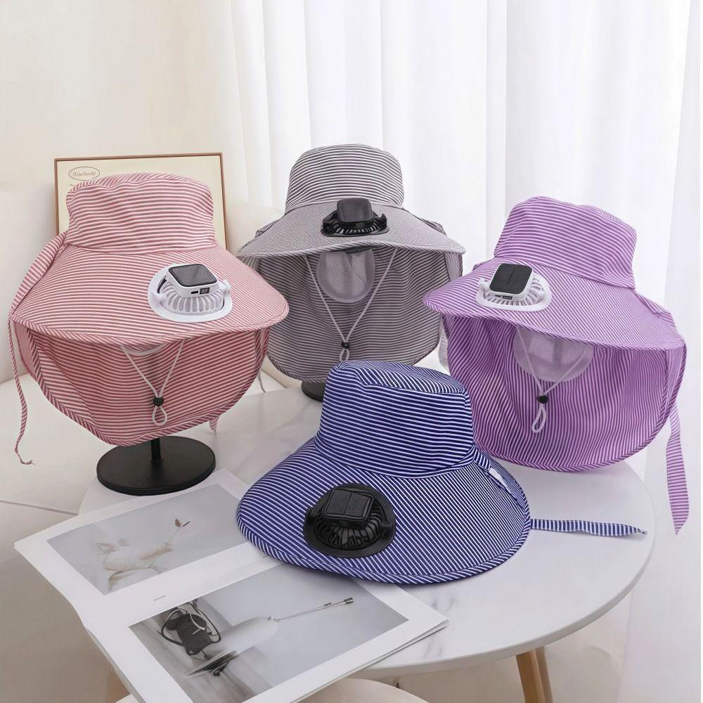 Durable Solar Fan Face Mask Sun Hat 300mA UV Protection Tea Picking Work Hat Breathable Full Wrap Bucket Hat Summer Unisex