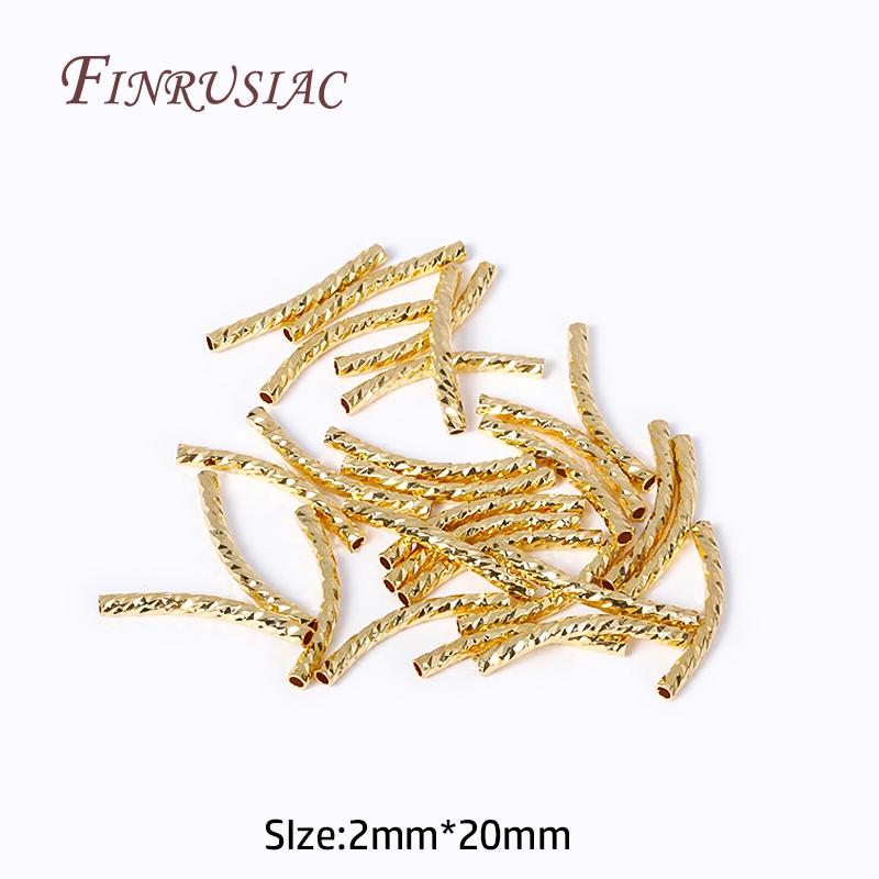 20/25/30MM Long Curved Tube Beads 18K Gold Plated Texture Tube Beads For DIY Bracelet Necklace Jewelry Making Supplies Accessory