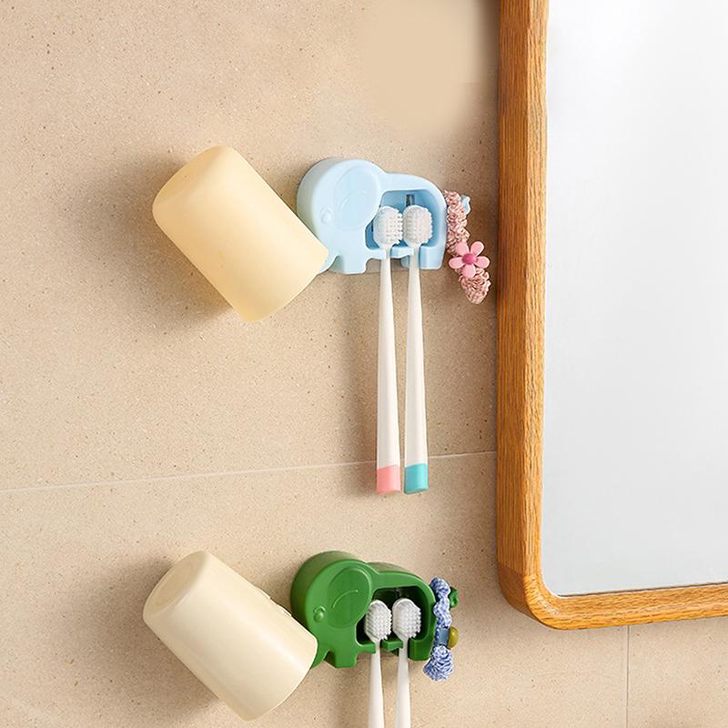 Elefant Zahnbürstenhalter Aufbewahrungsregal Stanzfrei Cartoon Mundspülbecher Zahnbürstenbecher Wandmontiertes Aufbewahrungsregal
