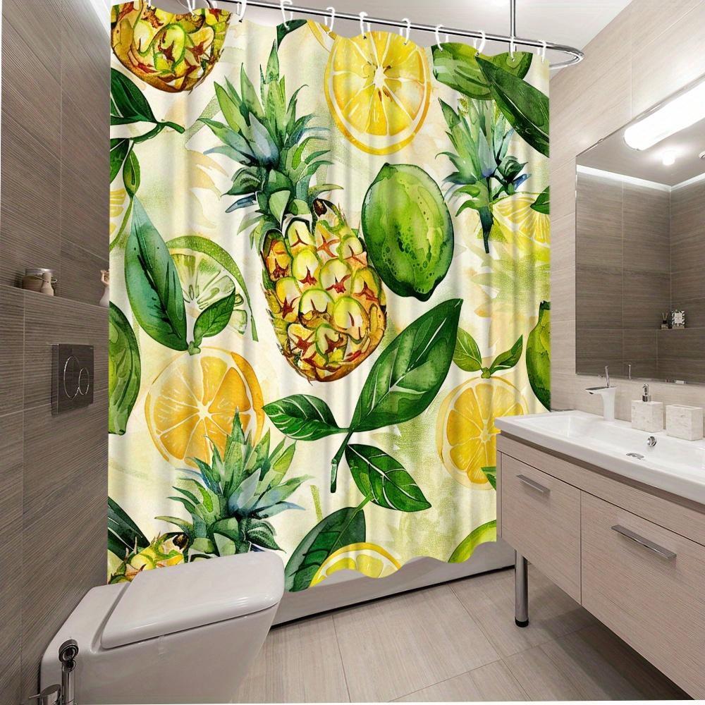 Tropical Fruit Shower Curtain - Waterproof And Anti Mold, Vibrant Pineapple And Citrus Design, Fresh Decoration