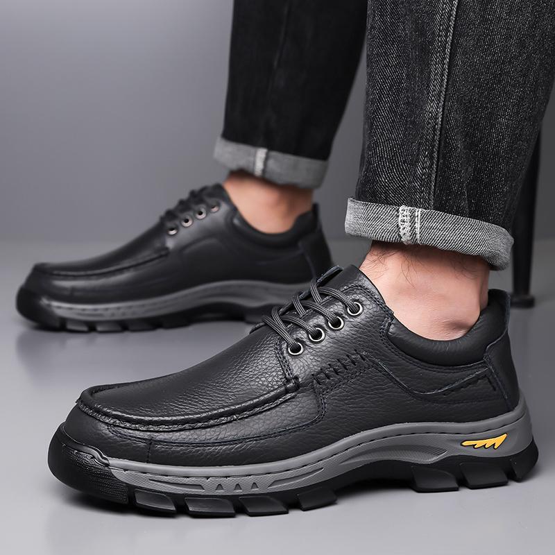 Handmade Leather Business Footwear Comfortable Quality Split Leather Men Flat Outdoor Shoes Men's Flats New Men Casual Shoes