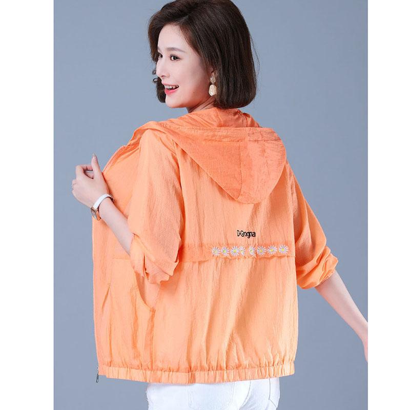 Hooded Thin Jacket Women's Sunscreen Clothing Long Sleeved Breathable Short Coat Daily Simple Casual Summer