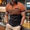 European and American Men's Summer Fashion Simple Striped Breathable Polo Short Sleeved T-Shirt Outdoor Casual