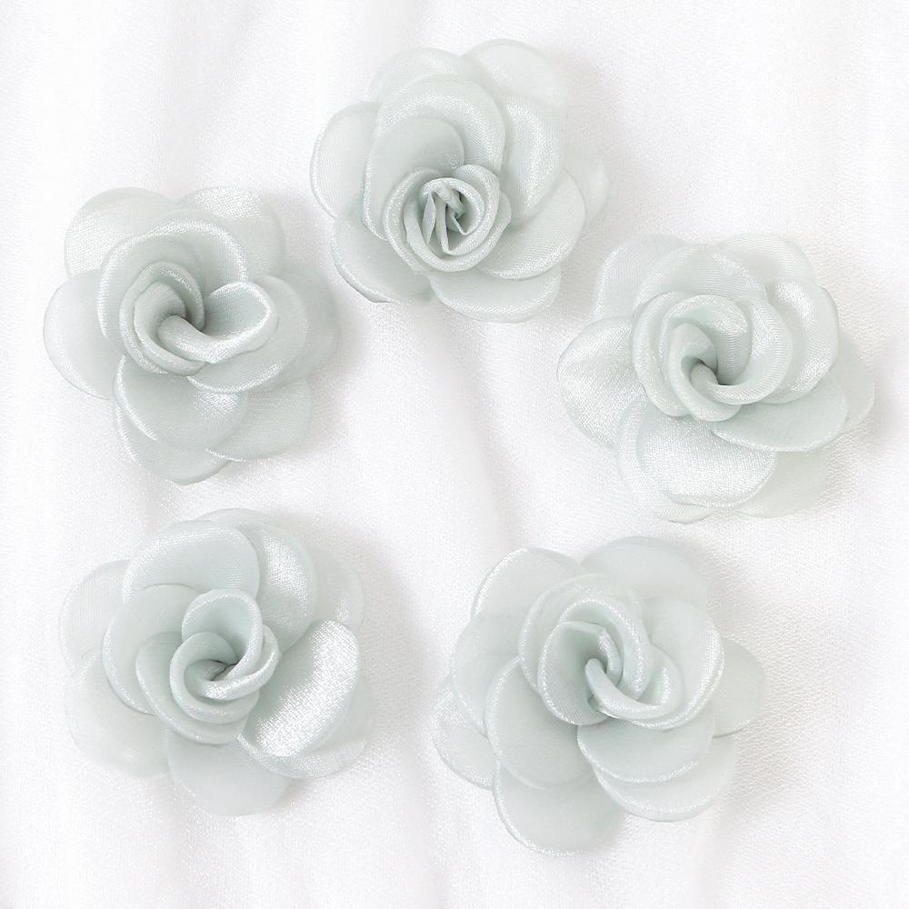 3/5Pcs 5cm White Camellia Rose Chiffon Fabric Flower for Home Room Wedding Invitation Artificial Flowers for Dress Decoration