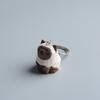 Creative Wooden Carving Cat Keychain Handmade Siamese Cat Keyring  Hanging Accessory