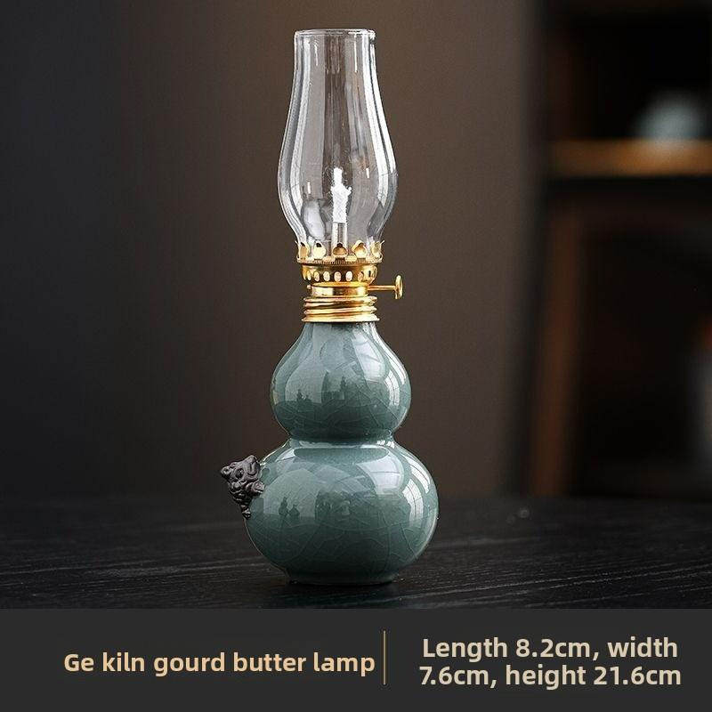 

Chinese Style Tang Dynasty Horse Ceramic Butter Lamp Tea Room Zen Camping Atmosphere Light Oil Lantern Home Decor Night Light