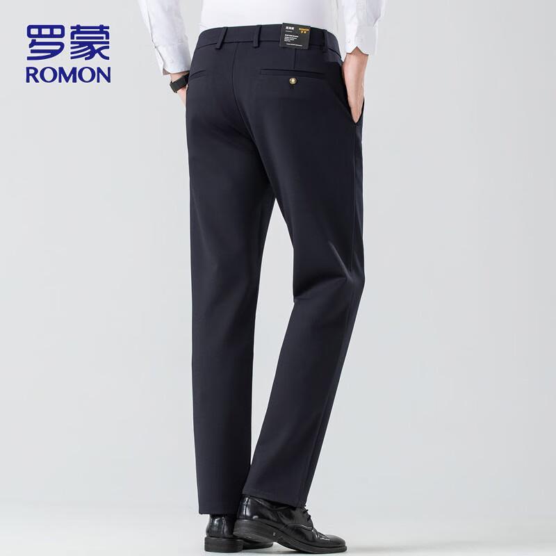 ROMON Men's Business Casual Straight Leg Trousers