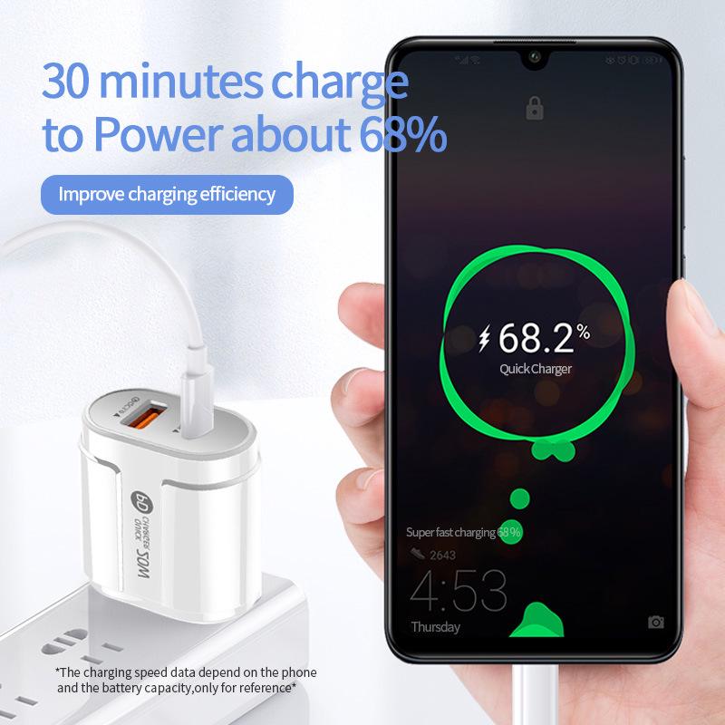 Cross-border Dual-Port PD20W Fast Charger for Huawei Super Fast Charge & Apple Devices.