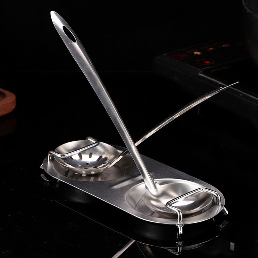 Creative Soup Spoon Holder Double Hole Spoon Rest Household Colander Storage Rack  Tableware