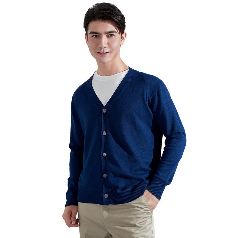 Knitting Cardigan Men's Short Section Solid Color Sweater Jacket Business V-neck Bottoming Shirt Spring and Autumn Years Autumn and Winter Tide