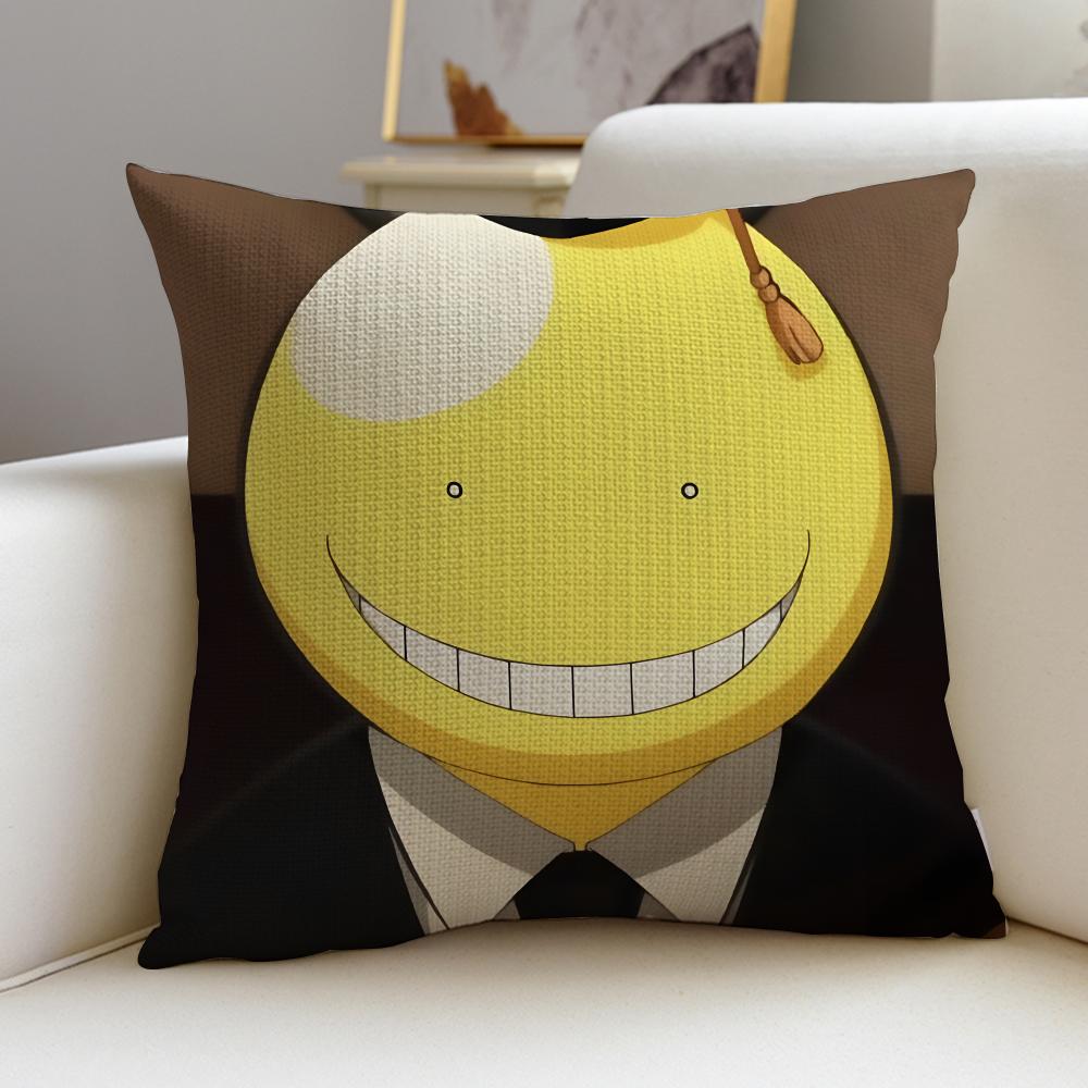 Fun AAssassination ClassroomS Cushion Cover Breathable and skinfriendly linen pillowcase square removable and washable cushion