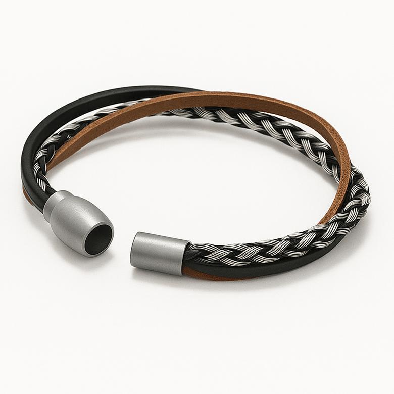 Mark-4 Layered Leather Bracelet (3T3C)