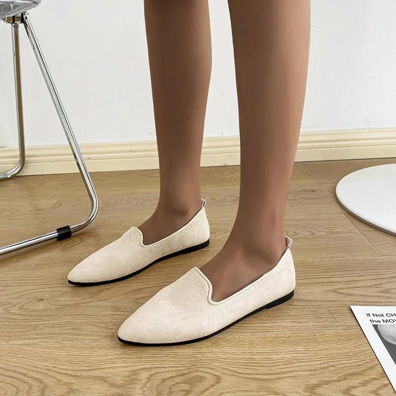 Fashion Fashion Slip on Loafers Breathable Stretch Ballet Shallow Flats Women Soft Bottom Pointed Toe Boat Shoes plus size 2025