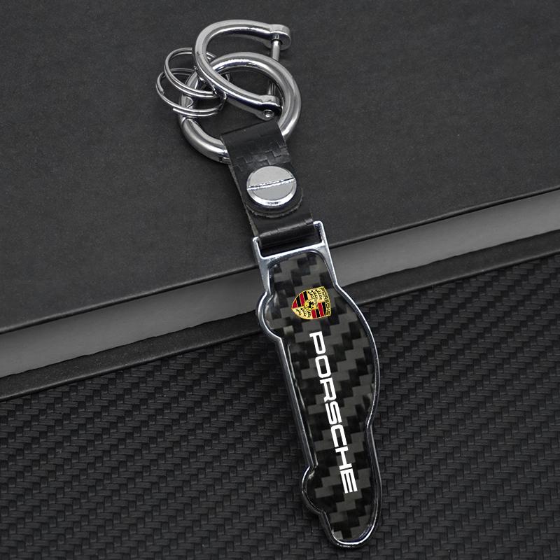 Přívěsek na klíče do auta Držák na klíče Klíčenka z uhlíkových vláken Kroužek na klíče Pro Porsche Cayenne Macan 911 718 Taycan Panamera Boxster Cayman Příslušenství