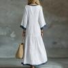 Women's V-Neck Loose Fit Bohemian Patchwork Slit Dress