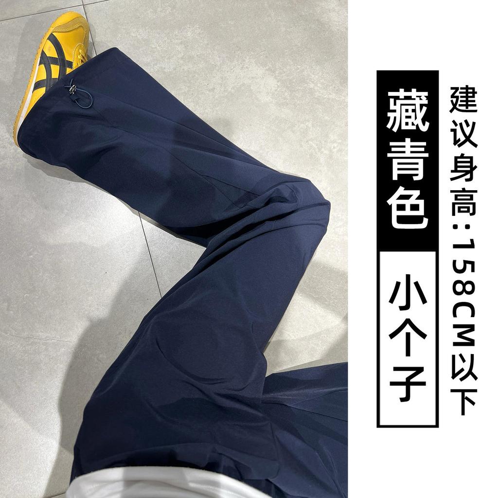 Women's High Waist Cargo Pants Wide Leg Pants Loose Fit Japanese Casual Solid Nylon Quick Dry Three Length Sports Trousers