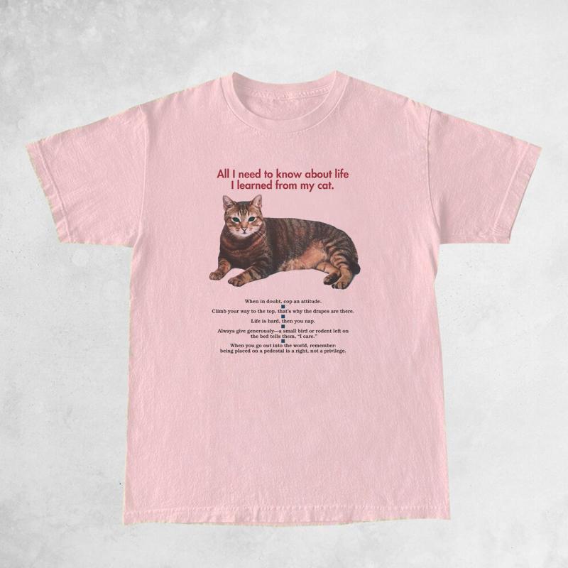 

FeUnisex Cat Funny Quotes Graphic TShirts Short Sleeve Cute Cat Mom Tee Shirt Cat Lover Shirt Women Loose Vintage Aesthetic Tops 4XL