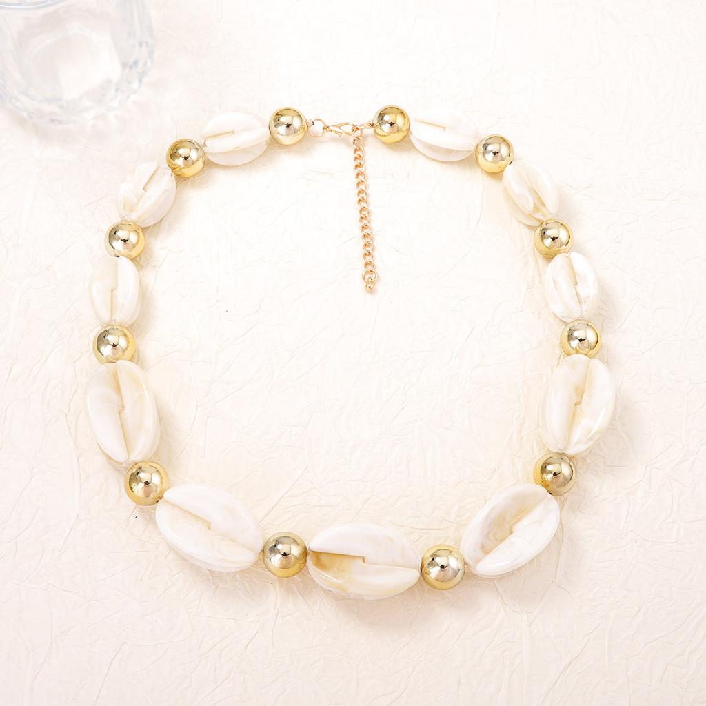 European and American Simple and Versatile Personality Niche Design Geometric Resin Beaded Necklace Fashion Trend Women's Accessories