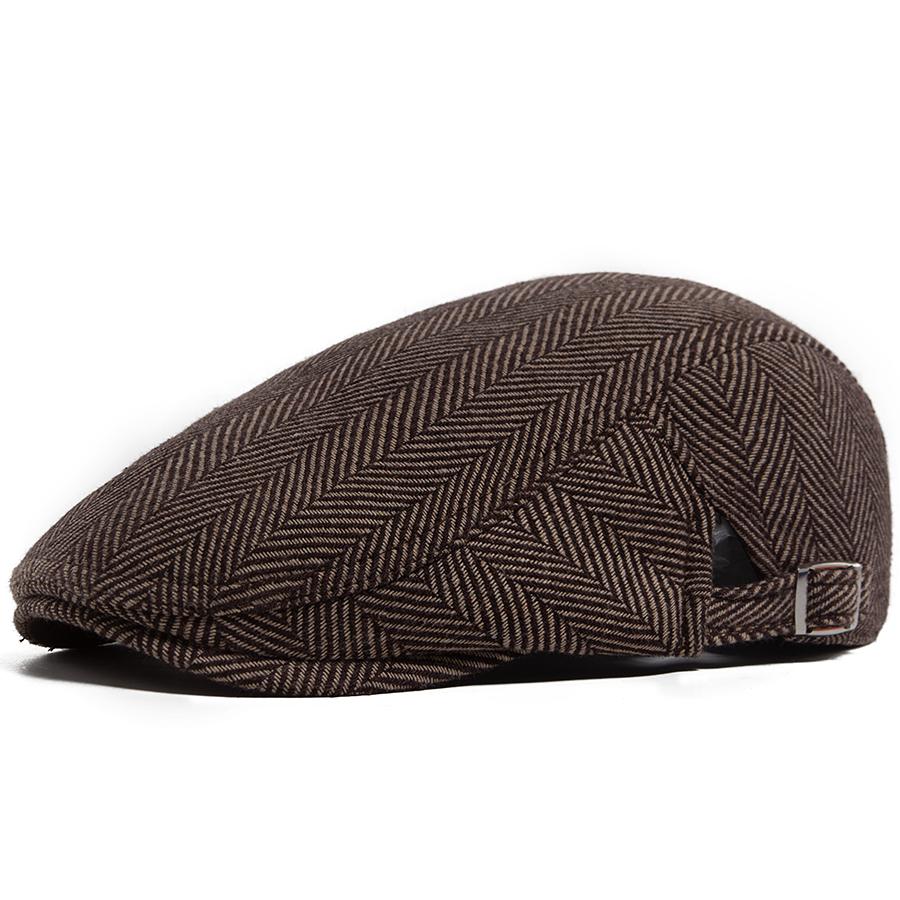 

Retro Herringbone Lvy Caps Casual Flat Beret For Men Autumn Winter Newsboy Cap Fashion British Style Gatsby Hat With Adjustable кавовий