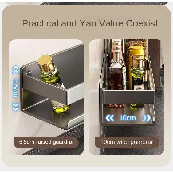 Gun gray kitchen storage rack seasoning rack free storage can wall mounted multifunctional seasoning rack