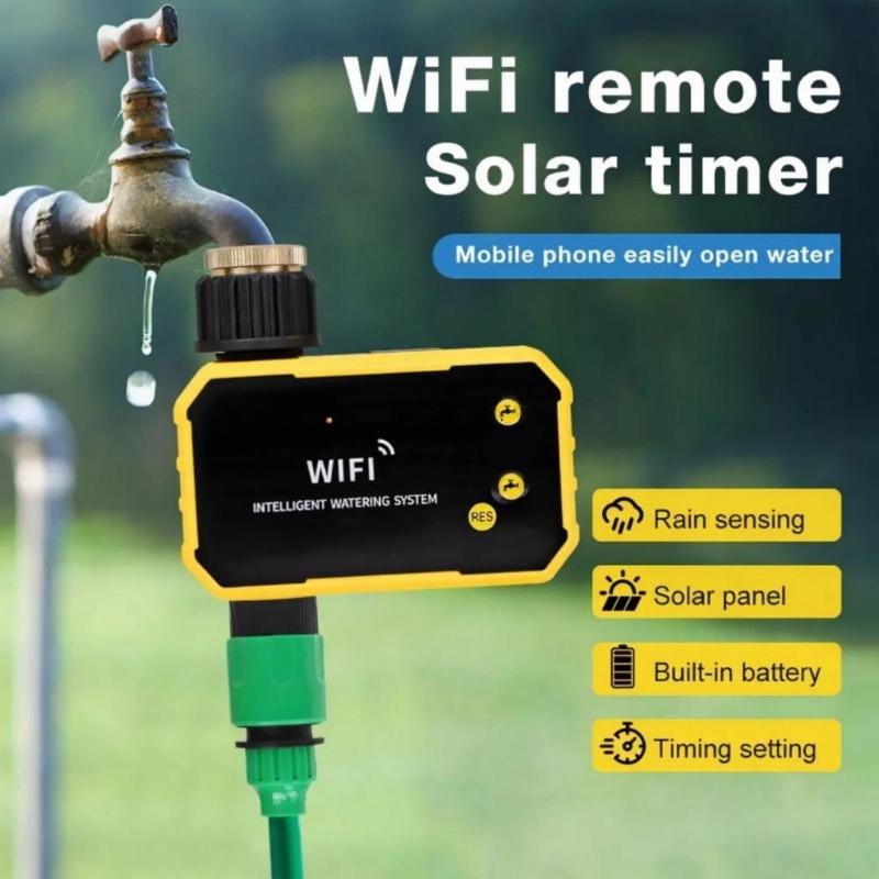 Timer WiFi Programmabile ad Energia Solare Sistema di Irrigazione Automatica per Piante da Giardino con Sensori di Pioggia e Controllo tramite App Remota