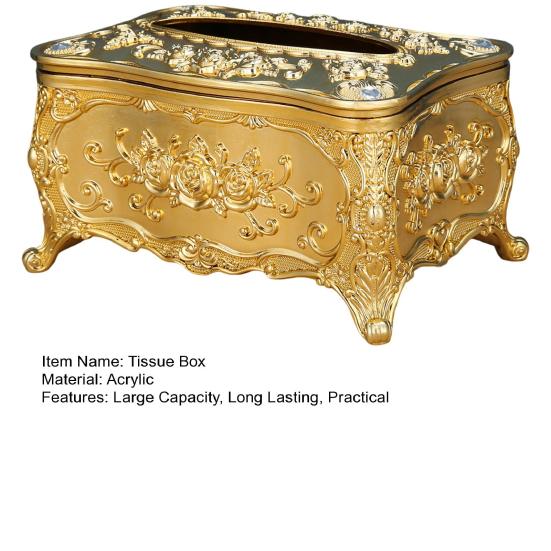 European Tissue Box Large Capacity Easy Access Tissue Box Cover Acrylic Paper Napkin Holder Luxurious Home Decoration