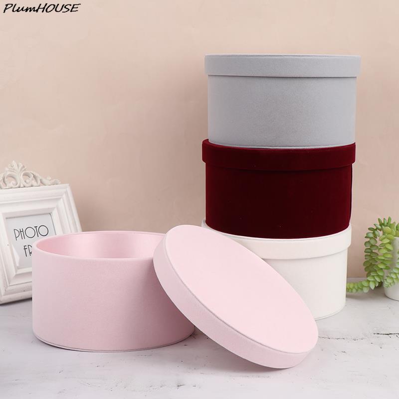 1PC Round Flannelette Flower Box Wedding Flower Christmas Gift Candy Multi-function Florist Gift Party Packaging Decoration Box