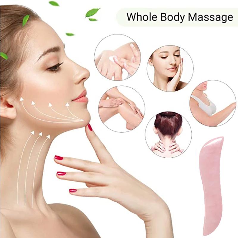 Natural Jade S-Shape Scraping Board Rose Quartz Obsidian Gua Sha Massager Spa Acupuncture  Facial Lifting Skin Care Beauty Tool