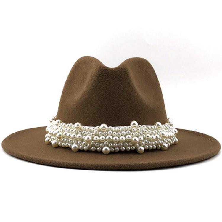 Modern Design Wool Felt Wide Brim Flat Top Hat Formal Fashion Women Fedora Hat