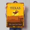 Texas Reise Vintage Poster Personalisierte Wandkunst Vintage Metallschilder Retro Blechschild für Man Cave Raumdekoration Gaming Dekor