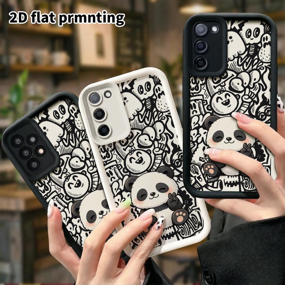 Phone Case: 2D Flat Samsung Galaxy A34 A35 M05 M06 S20 S22 S21 FE Plus 5G Protective Case, Bie Smile Panda, Christmas and Halloween Gifts