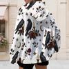 Women Plus Size Zip Up Long Sleeve Hoodie Black Cat Pumpkin Leaf Printed White Sweatshirt With Pockets