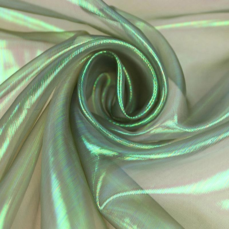 Colorful Organza Bright Silk Mesh Fabric Encryption Fantasy Laser Glass Yarn Fabric DIY Stage Performance Costumes Wedding Decor