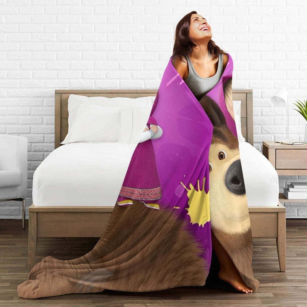 Coperta Cartoon M-Masha e Orso Qualità Calda Morbida Coperta da Divano Coperta da Letto Soffice Decorazione Casa Picnic Primaverile