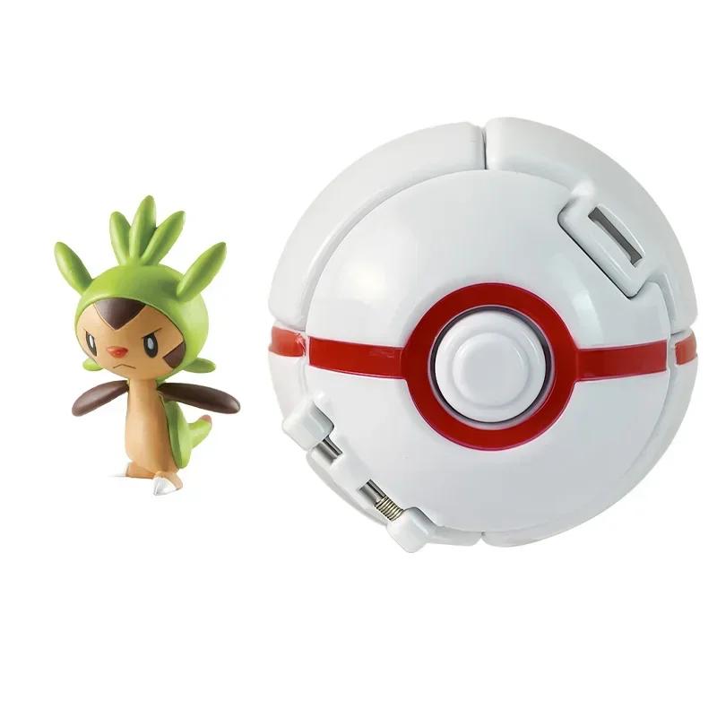Pokemon Model with Ball Poke Pokeball Mew Groudon Solgaleo Mewtwo Pikachu Meowth Charizard Kyogre Fennekin Froakie Chespin Toy