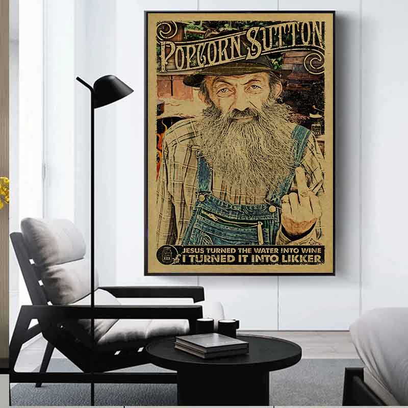Popcorn Sutton Poster Ästhetik Tennessee Art Moonshine Vintage Leinwand Gemälde für Wand Kunst Wandbild Raum Dekor Home Dekoration