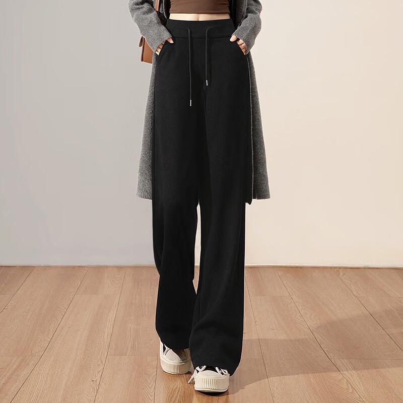 Women's High-Waist Drawstring Wide-Leg Casual Pants
