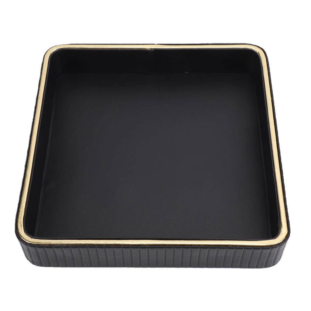 Perfume Tray Jewelry Trinket Organizer Tray Multipurpose Nightstand Organizer for Vanity Countertop Bedroom Black and
