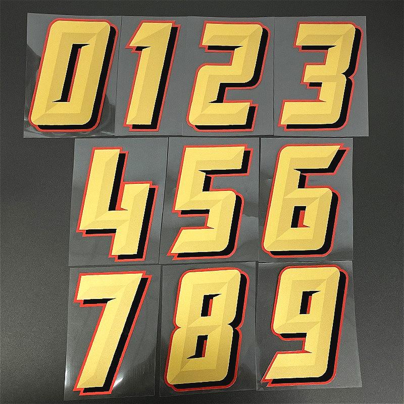 1pc Gold Number 0 To 9 Motorcycles Stickers Waterproof for Motorcycle Fairing Fuel Tank Helmet Car Window Universal Vinyl Decal