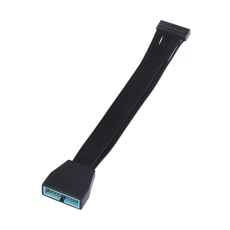 Small Mini USB 3.0 19/20 Pin Internal Extension Header Adapter Cable Black Flat Wire Cable for Motherboard 5.9inch/15cm