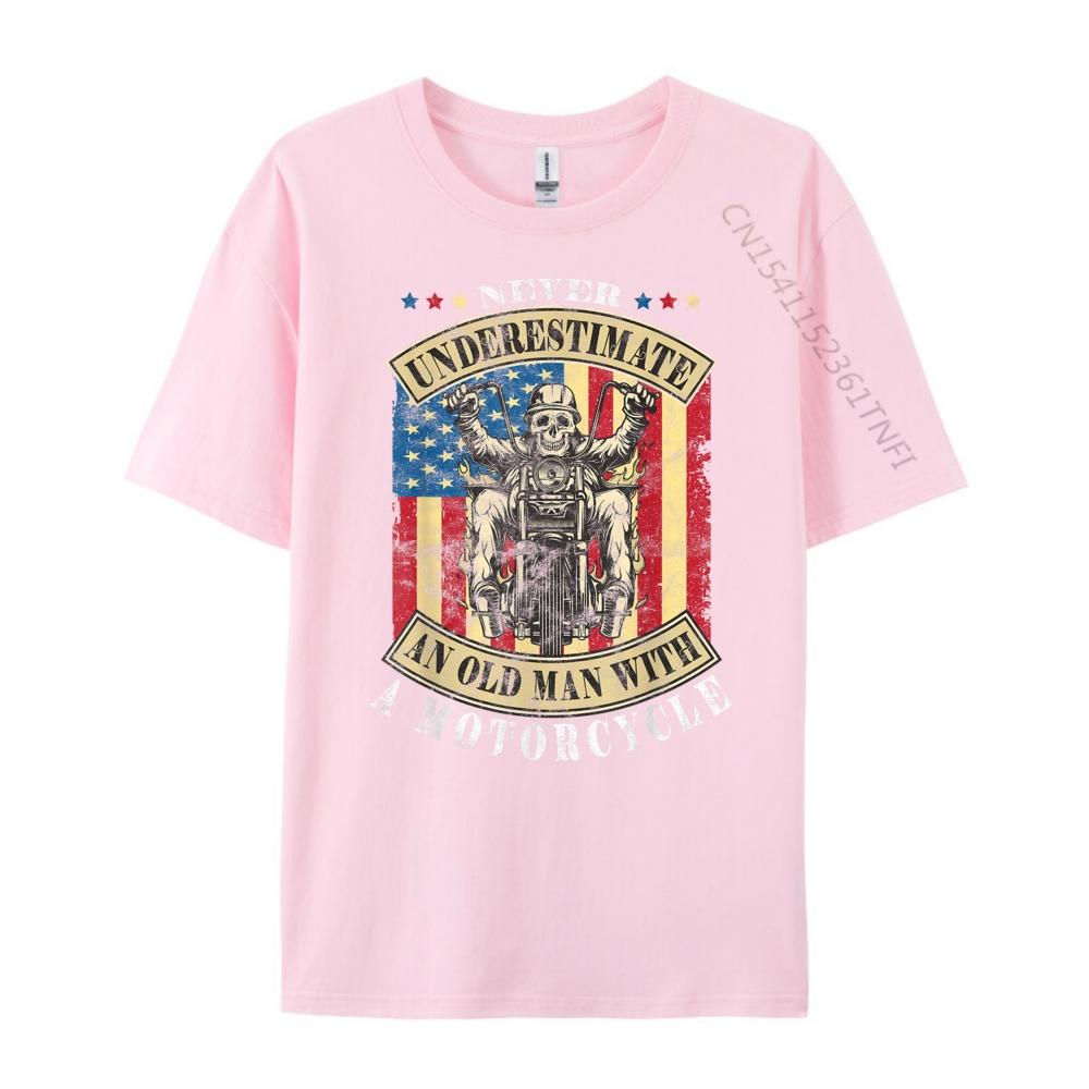 Old Biker Never Underestimate An Old Man With A Motorcycle Mens TShirts White T Shirt Men Cool Fashion