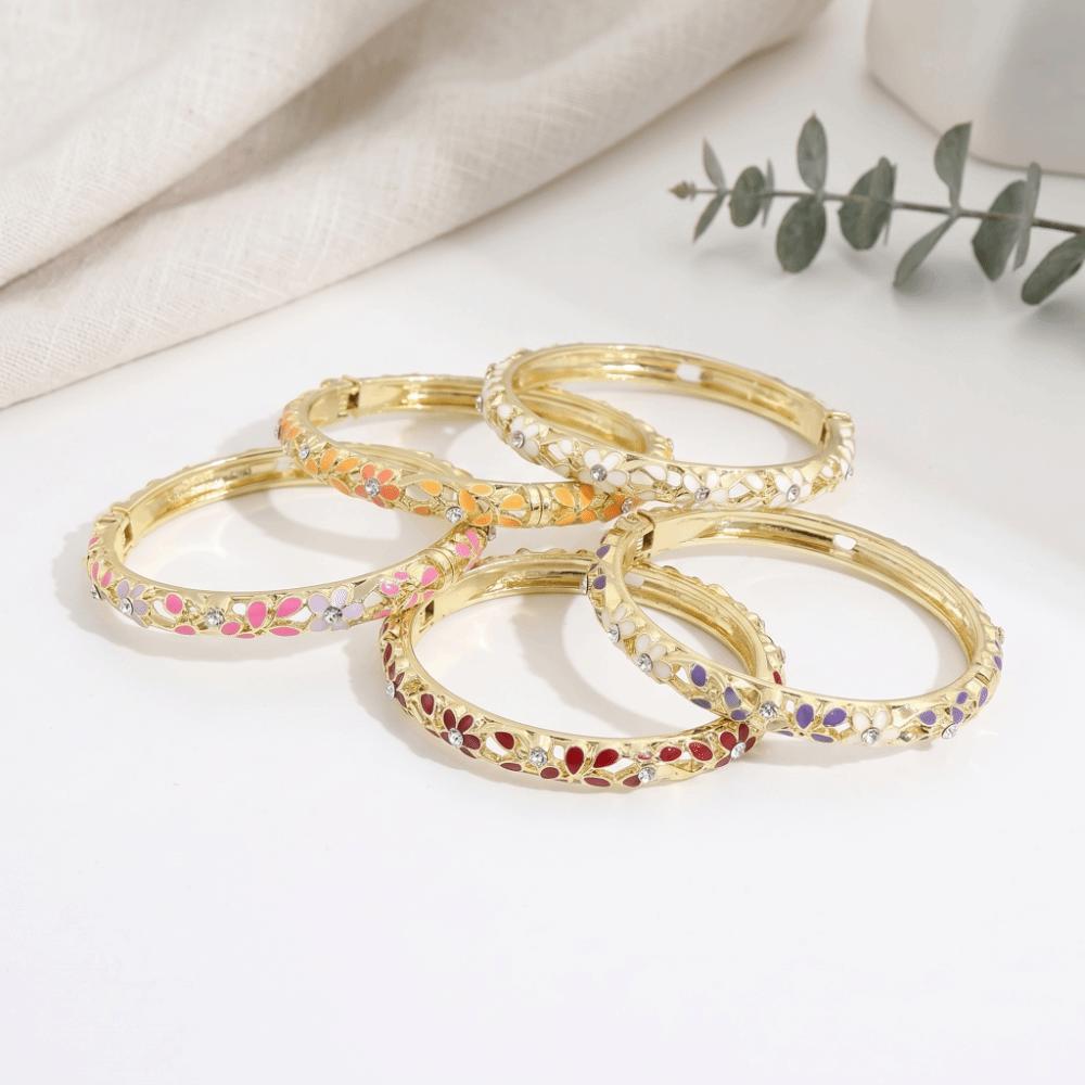 Traditional Flower Cloisonne Bracelet Colorful Flower Enamel Bangle Enamel Bangle  Casual Occasions