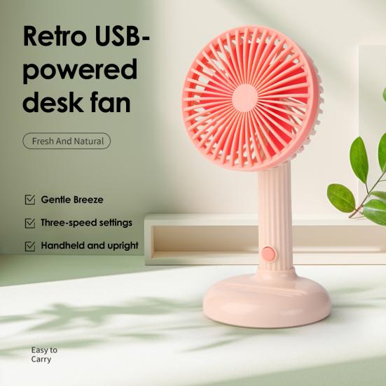 Personal Handheld Fan with Detachable Base 3 Speeds USB Rechargeable Small Desktop Fan Adjustable 90 Degree Tilt Mini Fan for Travel Indoor Outdoor