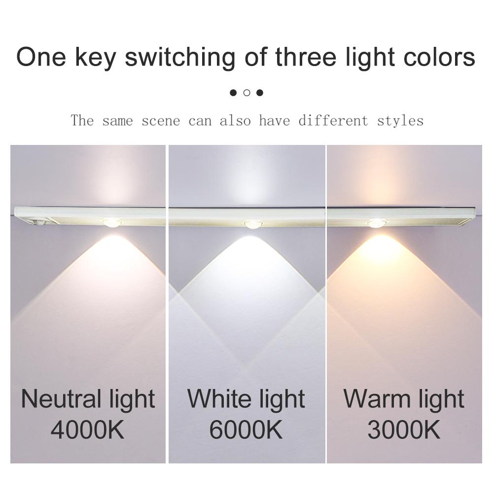 Ultra Thin LED Cabinet Lights 30/40/50CM Cabinet Lighting Motion Sensor USB Rechargeable Wireless Night Lights Kitchen Lamp