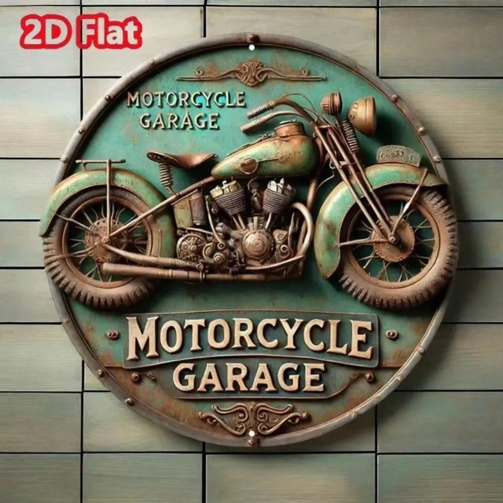 Vintage Motorcycle Metal Tin Sign 2D Round Wall Art Home Bar Decor Gift